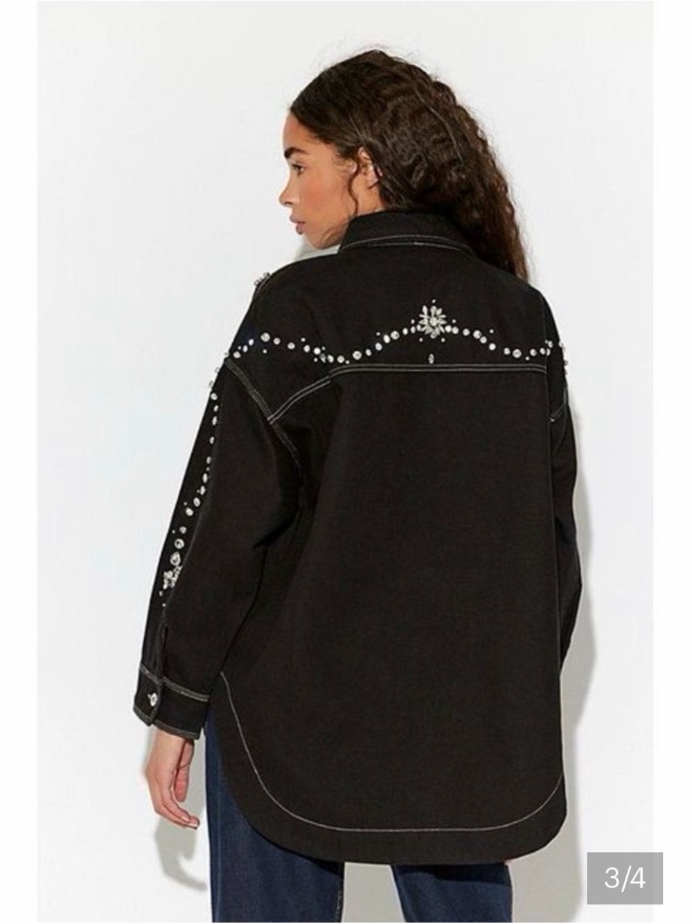 Free People Black Bells Embellished Shacket In Black Size Medium - Picture 3 of 4